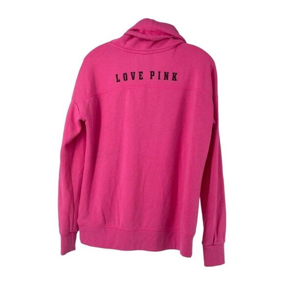 PINK Victorias Secret Cowl Neck Sweatshirt Hot Pink Size XS Fleece Lined Relaxed - Picture 2 of 6